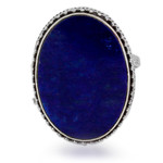 Lapis lazuli cocktail ring, 'Pool of Memories' - Hand Made Blue Oval Lapis Lazuli Cocktail Ring India