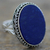Lapis lazuli cocktail ring, 'Pool of Memories' - Hand Made Blue Oval Lapis Lazuli Cocktail Ring India