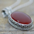 Carnelian pendant necklace, 'Fiery Glamour' - Hand Made Red Carnelian Pendant Necklace from India (image 2b) thumbail