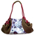 Baumwoll-Batik-Reisetasche mit Lederakzent, „Flowery Cheer“ – Batik-bedruckte Baumwoll- und Leder-Reisetasche aus Indien