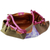 Baumwoll-Batik-Reisetasche mit Lederakzent, „Flowery Cheer“ – Batik-bedruckte Baumwoll- und Leder-Reisetasche aus Indien