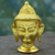 Gold plated brass figurine, 'Golden Siddhartha Head' - Hand Made Gold Plated Brass Buddha Head from India