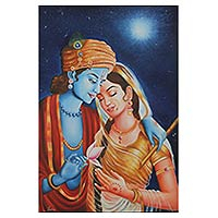 'Eternal Love' (2016) - Original Oil on Canvas Painting of Krishna from India