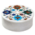 Marble jewelry box, 'Floral Jubilee' - Indian Hand Carved Marble Jewelry Box With Floral Top (image 2d) thumbail
