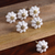 Ceramic cabinet knobs, 'Pale Floral Beauties' (set of 6) - Ceramic Cabinet Knobs Floral Off-White (Set of 6) India (image 2) thumbail