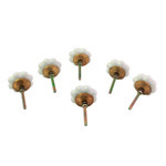 Ceramic cabinet knobs, 'Pale Floral Beauties' (set of 6) - Ceramic Cabinet Knobs Floral Off-White (Set of 6) India