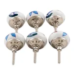 Ceramic cabinet knobs, 'Vibrant Beauty' (set of 6) - Ceramic Cabinet Knobs Floral (Set of 6) from India