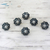 Ceramic cabinet knobs, 'Flower Harmony in Grey' (set of 6) - Ceramic Cabinet Knobs Floral Grey (Set of 6) India thumbail