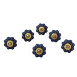 Ceramic cabinet knobs, 'Flower Harmony in Blue' (set of 6) - Ceramic Cabinet Knobs Floral Blue (Set of 6) from India