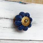 Ceramic cabinet knobs, 'Flower Harmony in Blue' (set of 6) - Ceramic Cabinet Knobs Floral Blue (Set of 6) from India