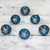 Ceramic cabinet knobs, 'Charming Blue Flowers' (set of 6) - Ceramic Cabinet Knobs Floral Blue and White (Set of 6) India