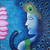 'Blue Majesty' - Pintura original firmada de Krishna y pavo real en azul