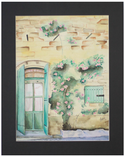 'The Doorway' - Watercolor Country Scene on Paper by Indian Artist