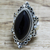 Onyx cocktail ring, 'Lover's Midnight Gaze' - Hand Made Sterling Silver Onyx Cocktail Ring from India thumbail