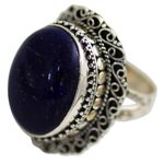 Lapis lazuli cocktail ring, 'Swirling Sky' - Hand Made Sterling Silver Lapis Lazuli Cocktail Ring India