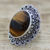 Tiger's eye cocktail ring, 'Halo of Petals' - Hand Made Sterling Silver Tiger's Eye Cocktail Ring India (image 2d) thumbail