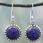 Lapis lazuli dangle earrings, 'Deep Blue Majesty' - Lapis Lazuli and Sterling Silver Gemstone Dangle Earrings