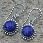 Lapis lazuli dangle earrings, 'Deep Blue Majesty' - Lapis Lazuli and Sterling Silver Gemstone Dangle Earrings