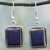 Pendientes colgantes de lapislázuli - Pendientes colgantes rectangulares de plata de ley con lapislázuli