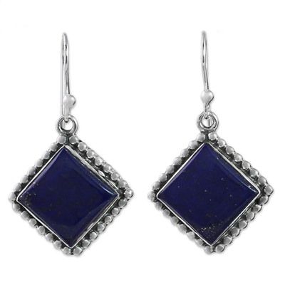 Pendientes colgantes de lapislázuli - Pendientes colgantes de plata de ley con lapislázuli en forma de cometa