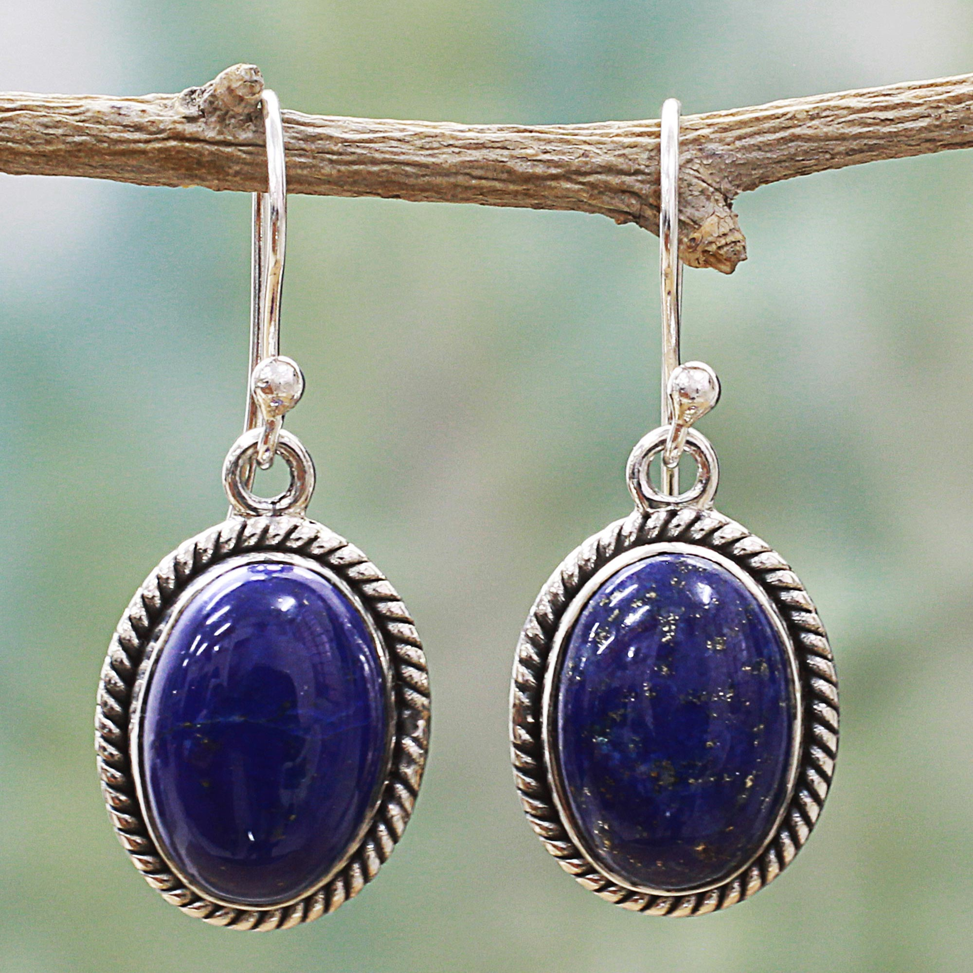 UNICEF Market | Oval Lapis Lazuli and Sterling Silver Dangle Earrings ...