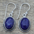 Lapis lazuli dangle earrings, 'Deep Blue Grandeur' - Oval Lapis Lazuli and Sterling Silver Dangle Earrings