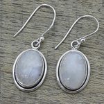 Rainbow moonstone dangle earrings, 'Lunar Goddess' - Rainbow Moonstone and Sterling Silver Dangle Earrings