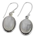 Rainbow moonstone dangle earrings, 'Lunar Goddess' - Rainbow Moonstone and Sterling Silver Dangle Earrings