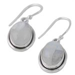 Rainbow moonstone dangle earrings, 'Lunar Goddess' - Rainbow Moonstone and Sterling Silver Dangle Earrings