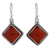 Carnelian dangle earrings, 'Fiery Kite' - Carnelian and Sterling Silver Diamond-Shaped Dangle Earrings