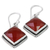 Carnelian dangle earrings, 'Fiery Kite' - Carnelian and Sterling Silver Diamond-Shaped Dangle Earrings
