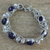 Pulsera de eslabones de perlas cultivadas y lapislázuli - Pulsera de plata de ley con lapislázuli y perlas cultivadas