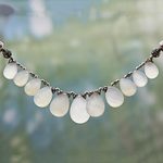 Sterling silver waterfall necklace, 'White Petals' - White Chalcedony and Sterling Silver Choker Necklace