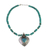 Citrine and composite turquoise pendant necklace, 'Heartfelt Bloom' - Citrine and Composite Turquoise Heart Pendant Necklace thumbail