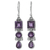 Amethyst dangle earrings, 'Lavender Glamour' - Three Stone Faceted Amethyst Sterling SIlver Dangle Earrings