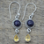 Pendientes colgantes de lapislázuli y citrino - Pendientes colgantes de plata de ley con lapislázuli y citrino