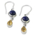 Pendientes colgantes de lapislázuli y citrino - Pendientes colgantes de plata de ley con lapislázuli y citrino