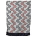 Silk shawl, 'Bengal Waves in Maroon' - Hand Woven Printed Silk Shawl Wave Motifs from India