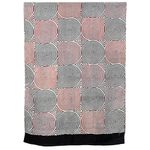 Silk shawl, 'Circle of Life in Crimson' - Hand Woven Black Crimson White Silk Shawl Spiral from India