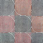 Silk shawl, 'Circle of Life in Crimson' - Hand Woven Black Crimson White Silk Shawl Spiral from India