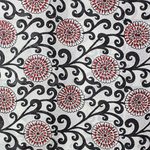 Silk shawl, 'Floral Vines in Black' - Hand Woven Printed Silk Shawl Floral Motifs from India