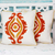 Cotton cushion covers, 'Radiant Allure' (pair) - Floral Tangerine Cotton Cushion Covers (Pair) from India (image 2) thumbail