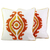 Cotton cushion covers, 'Radiant Allure' (pair) - Floral Tangerine Cotton Cushion Covers (Pair) from India (image 2a) thumbail