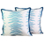 Embroidered cushion covers, 'Indian Waves' (pair) - Caribbean Blue Embroidered Cushion Covers (Pair) from India