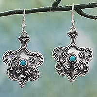 Sterling silver dangle earrings, 'Graceful Mughal Spades' - Hand Made Sterling Silver Dangle Earrings from India