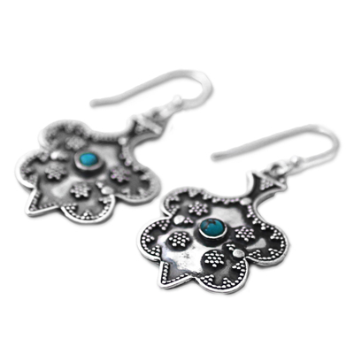 Sterling silver dangle earrings, 'Graceful Mughal Spades' - Hand Made Sterling Silver Dangle Earrings from India