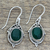 Onyx dangle earrings, 'Charming Green' - Hand Made Sterling Silver Green Onyx Dangle Earrings India