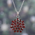 Garnet pendant necklace, 'Red Sunflower' - Hand Made Sterling Silver Garnet Pendant Necklace India (image 2b) thumbail