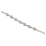 Moonstone and ruby link bracelet, 'Moon Red' - Sterling Silver Moonstone Ruby Link Bracelet India