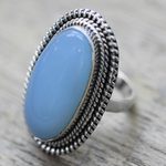 Chalcedony cocktail ring, 'Cool Ecstasy' - Blue Chalcedony and Sterling Silver Large Cocktail Ring